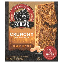 Kodiak Cakes Crunchy Granola Bar, Peanut Butter, 9.5 oz/6 Ct