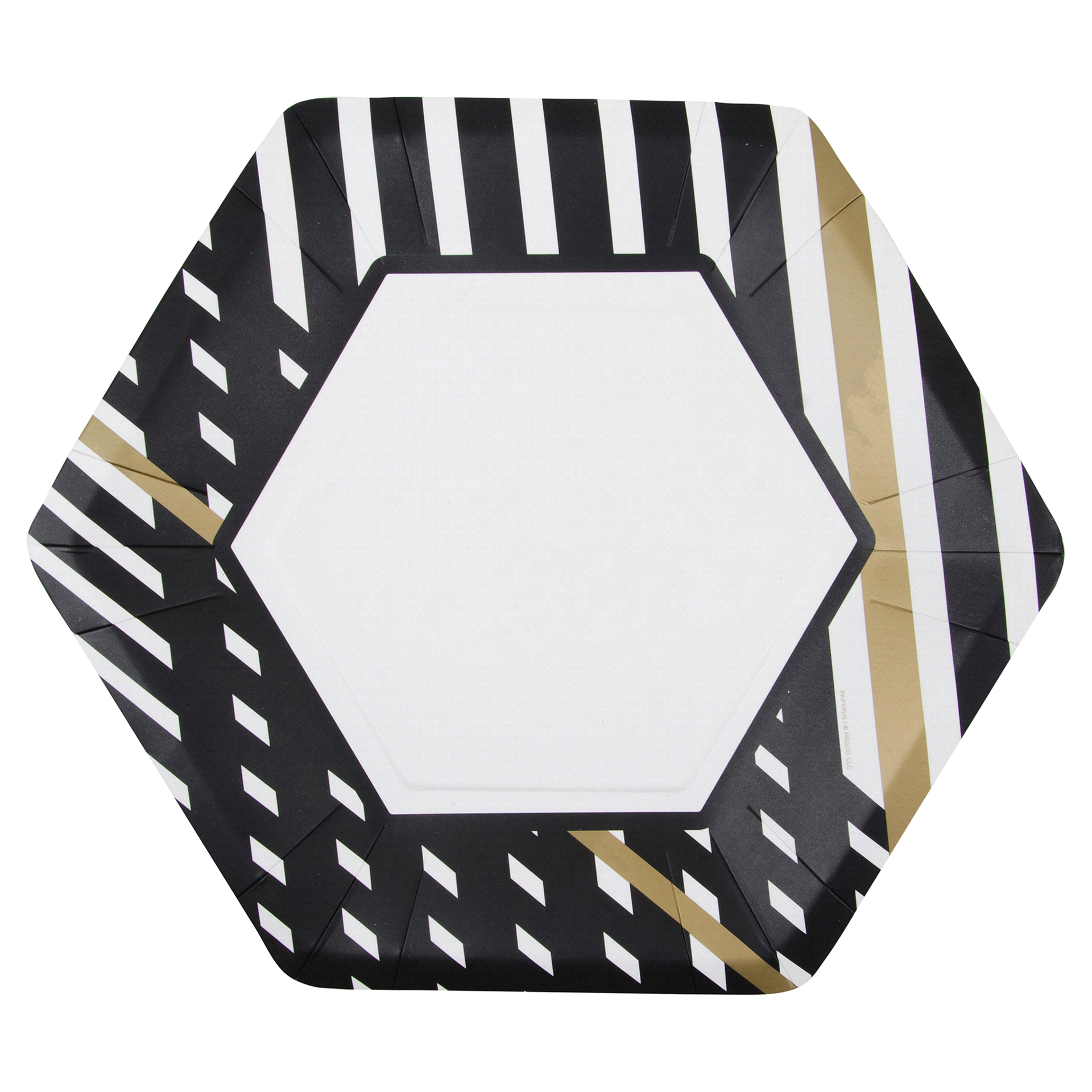 slide 1 of 1, Papyrus Black & Gold Dinner Plate, 1 ct