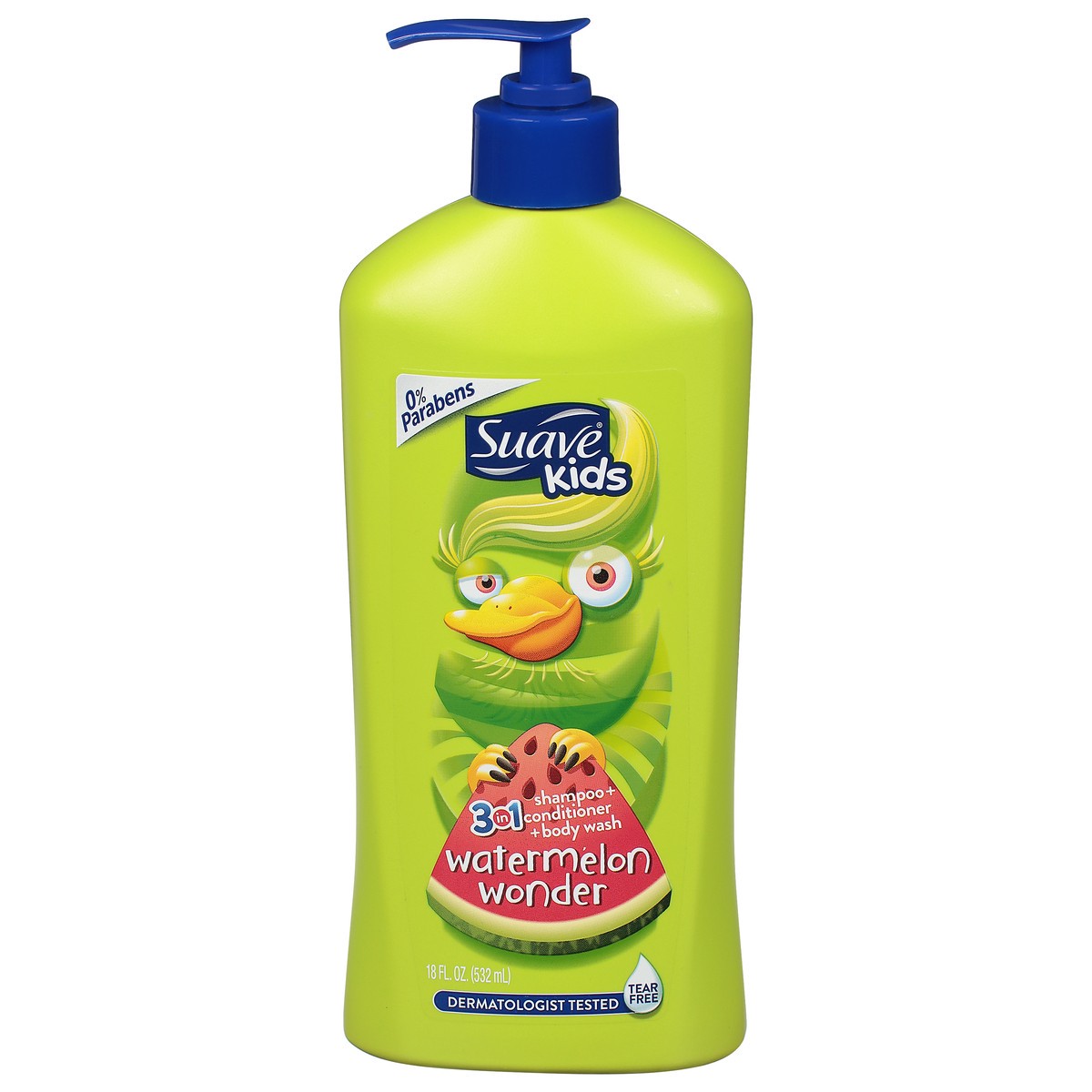 slide 1 of 4, Suave Kids 3in1 Shampoo Conditioner Body Wash Wacky Melon for a Tear-Free Shower or Bath Dermatologically Tested 18 oz, 18 oz