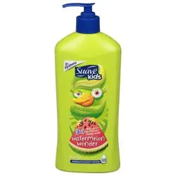 Suave Kids 3in1 Shampoo Conditioner Body Wash Wacky Melon for a Tear-Free Shower or Bath Dermatologically Tested 18 oz