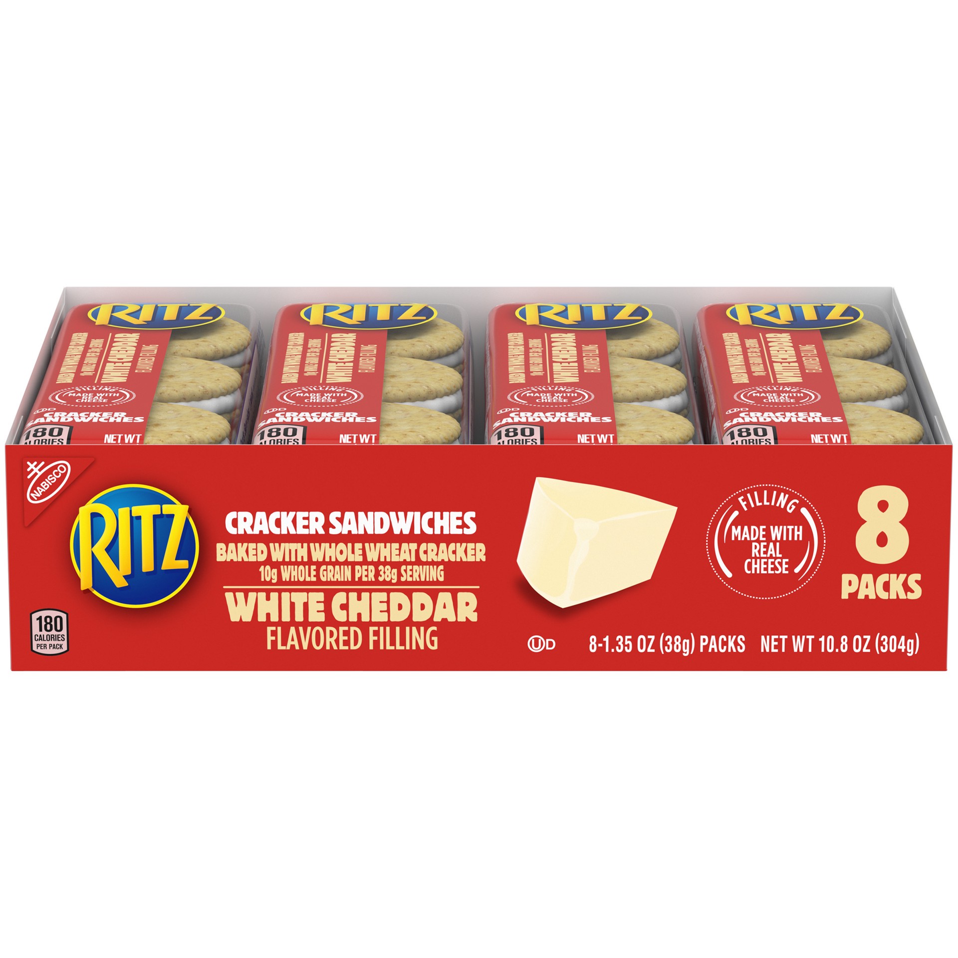 slide 1 of 5, Ritz White Cheddar Sandwiches Wheatchdr 8Pk, 10.8 oz