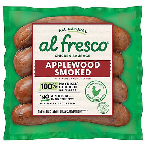 slide 1 of 1, Alfresco Applewood Smoked Chicken Sausage Fully Cooked 11 Oz 4 Count - 11 OZ, 11 oz