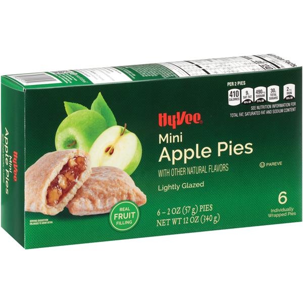slide 1 of 1, HyVee Lightly Glazed Mini Apple Pies, 12 oz