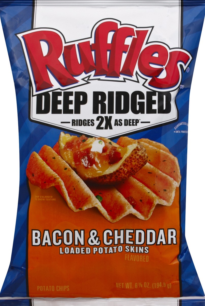 slide 5 of 5, Ruffles Bacon Cheddar Potato Skins Potato Chips, 6.875 oz