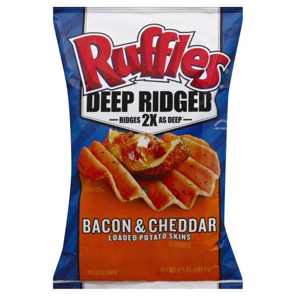 slide 1 of 5, Ruffles Bacon Cheddar Potato Skins Potato Chips, 6.875 oz