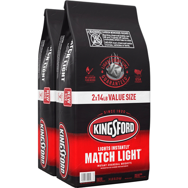 slide 1 of 1, Kingsford Match Light Instant Charcoal Briquettes, BBQ Charcoal for Grilling, 14 lb