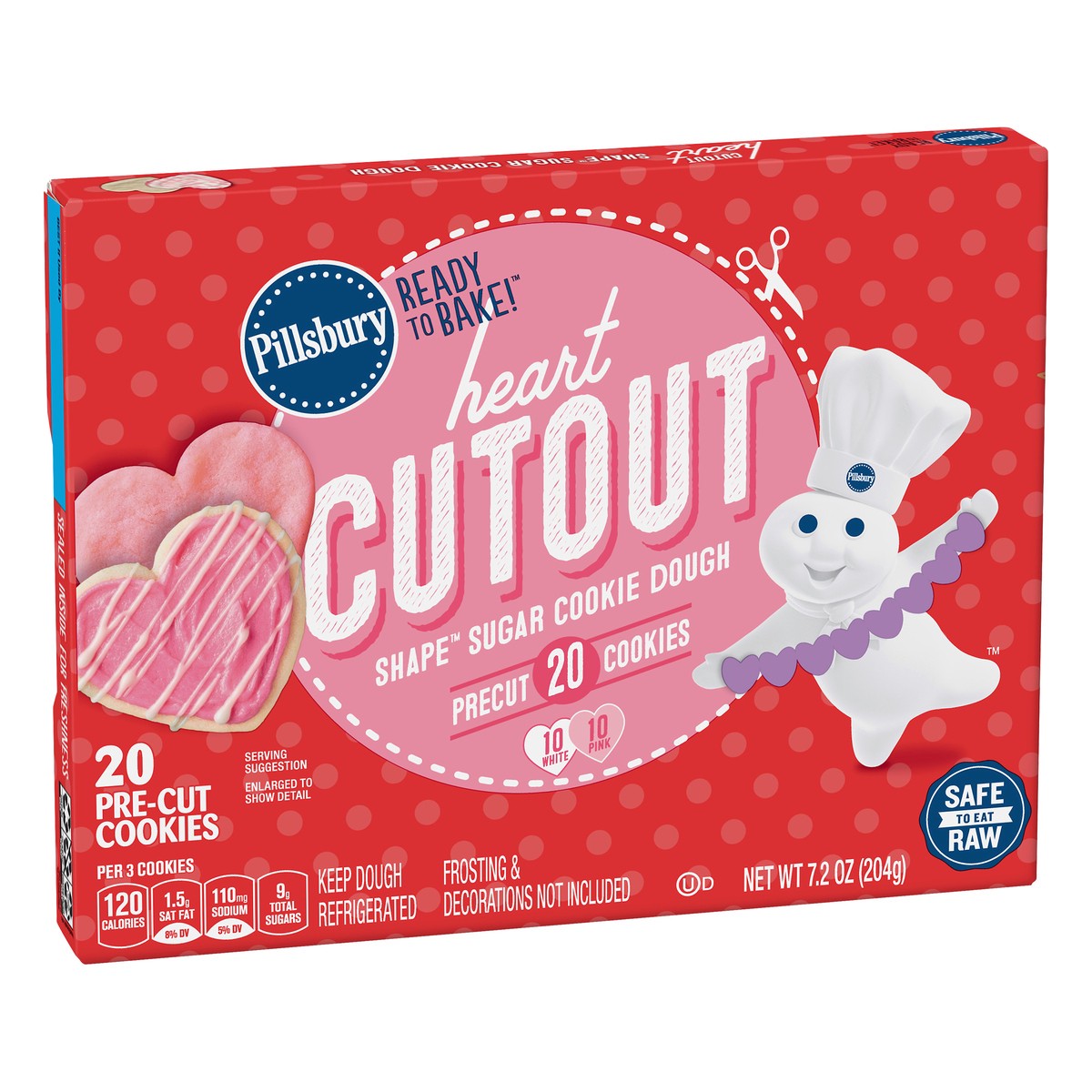 slide 6 of 9, Pillsbury Heart Cutout Shape Sugar Cookie Dough 20 ea, 7.2 oz