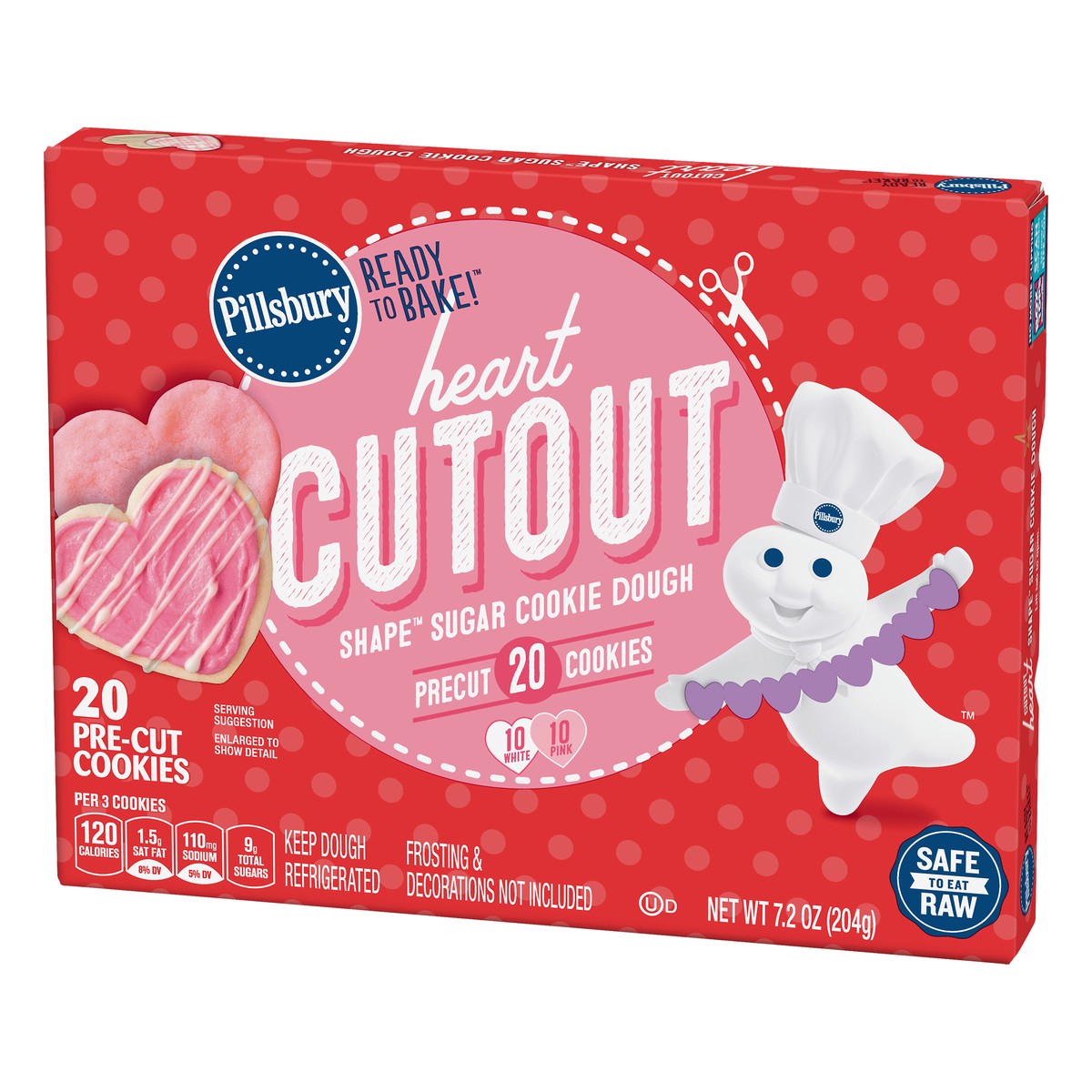 slide 8 of 9, Pillsbury Heart Cutout Shape Sugar Cookie Dough 20 ea, 7.2 oz