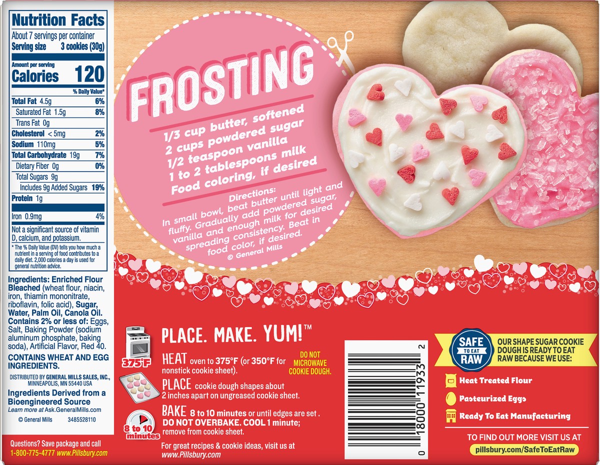 slide 4 of 9, Pillsbury Heart Cutout Shape Sugar Cookie Dough 20 ea, 7.2 oz