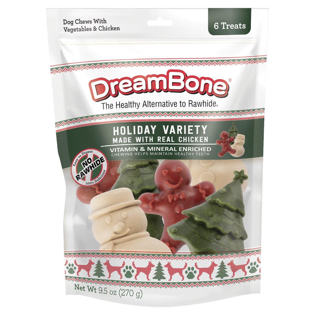slide 1 of 21, DreamBone Holiday Dog Treat, Mixed Shapes, 6 ct