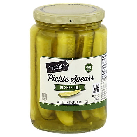 slide 1 of 1, Signature Select Pickles Spears Kosher Dill Fresh Pack, 24 fl oz