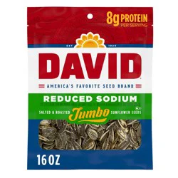 DAVID Roasted and Salted Reduced Sodium Sunflower Seeds, Original Flavor, 16oz.