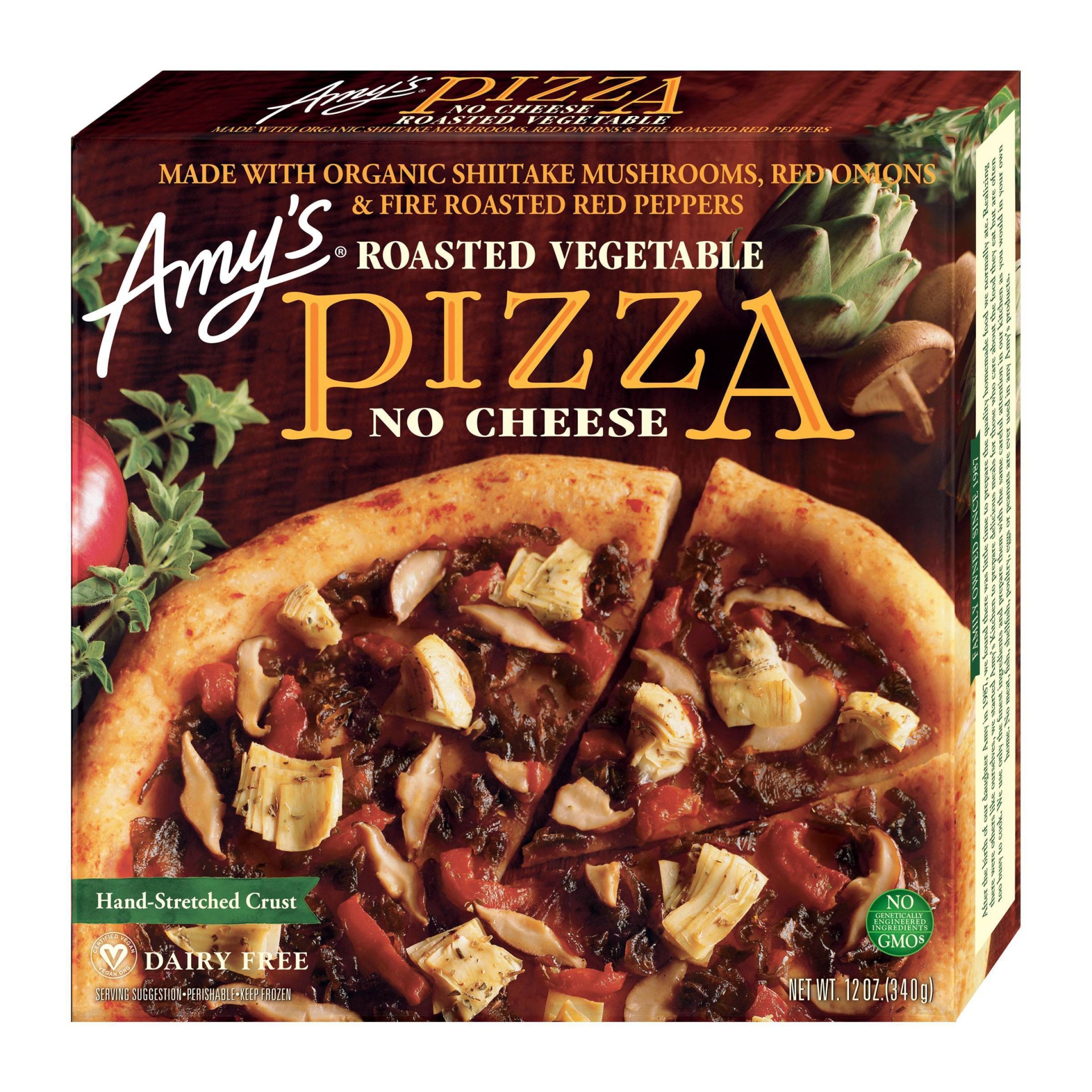 slide 1 of 4, Amy's Frozen Roasted Vegetable Pizza, Hand-Stretched Crust, 12.0 oz