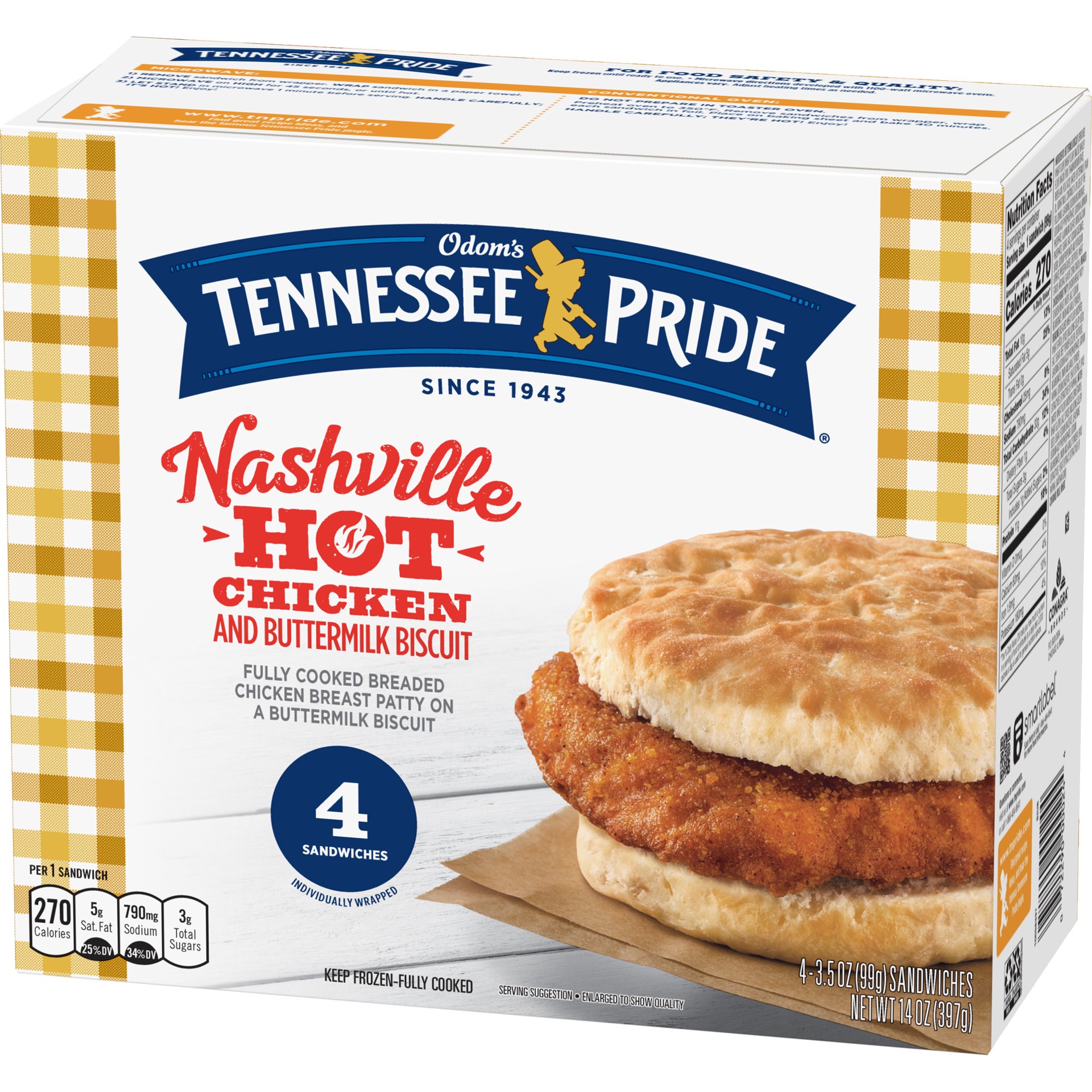 slide 2 of 5, Odoms Tennessee Pride Nashville Hot Chicken Sandwiches 4 ea, 4 ct