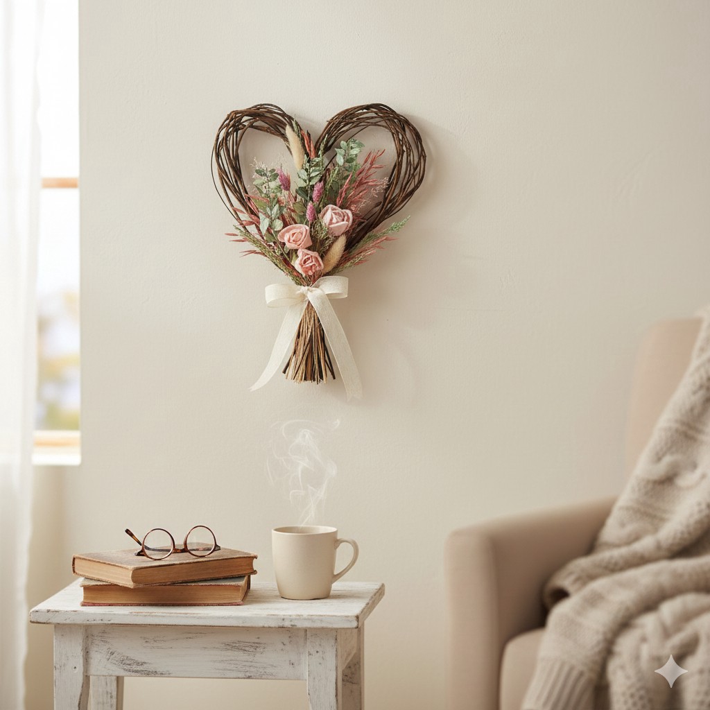 slide 3 of 3, 12" X 8" Dried Botanical Mix Heart Bundle By Ashland, 12 in x 8 in