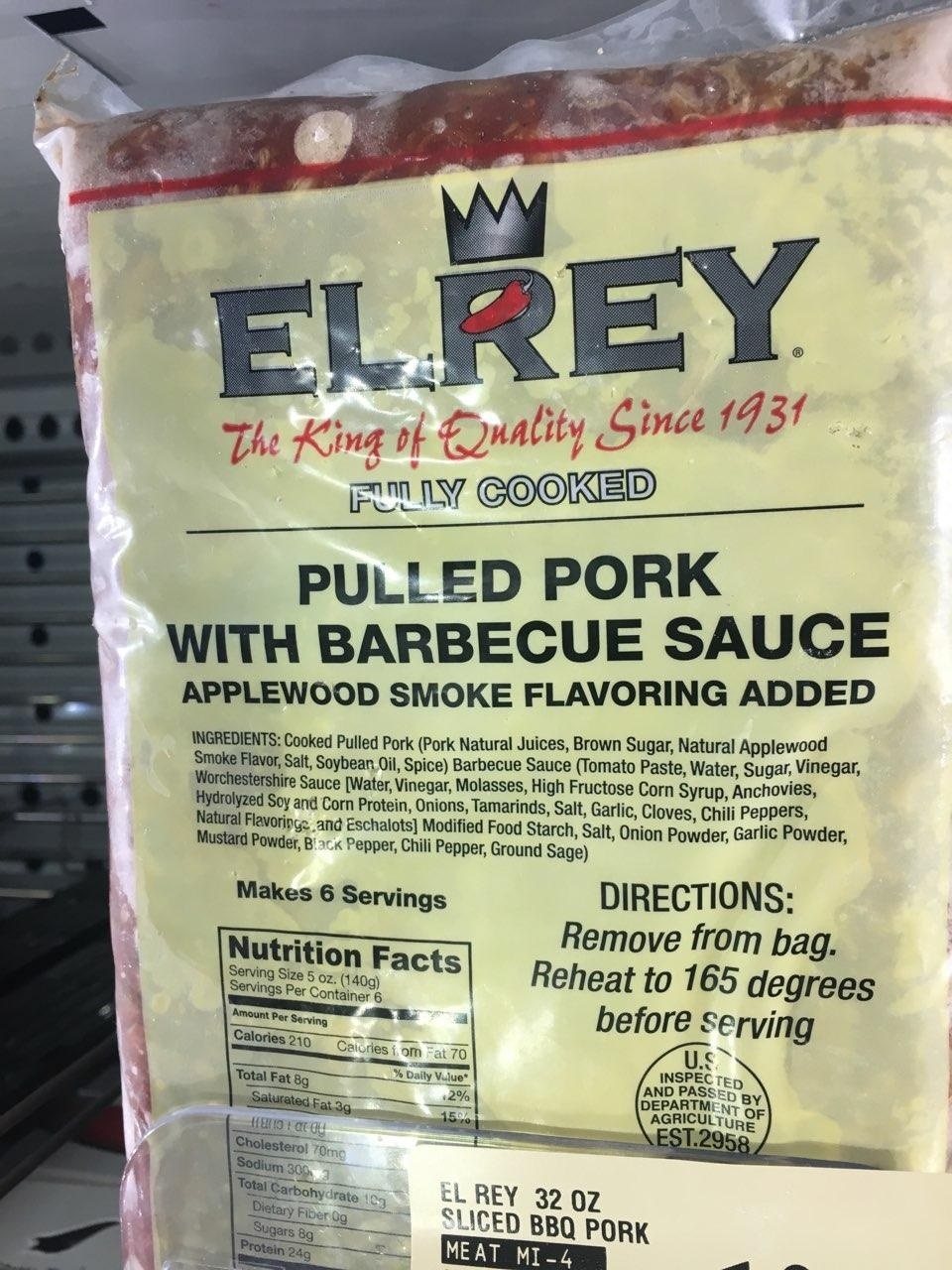 slide 1 of 1, El Rey Sliced BBQ Pork, 32 oz