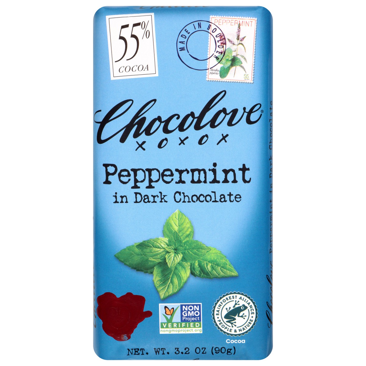 slide 1 of 1, Chocolove Peppermint In Dark Chocolate Bar, 3.2 oz
