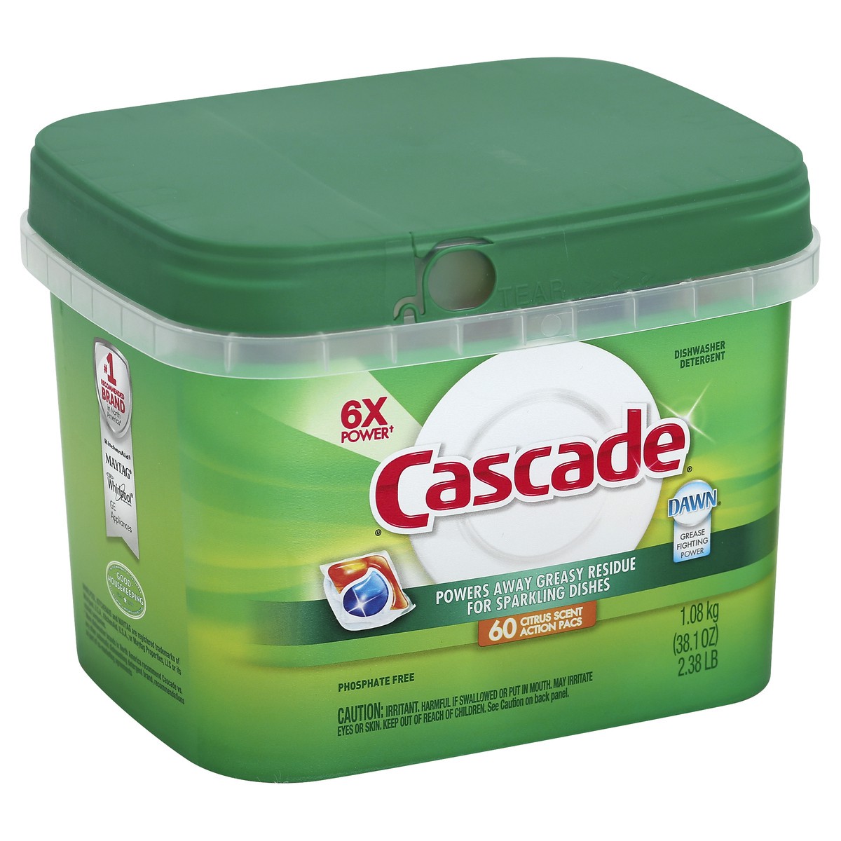 slide 3 of 5, Cascade Dishwasher Detergent 60 ea, 60 ct