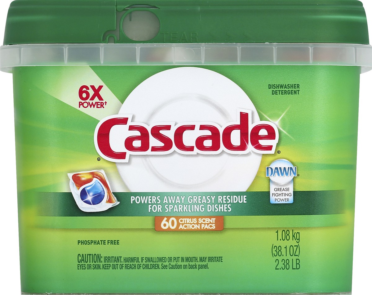 slide 1 of 5, Cascade Dishwasher Detergent 60 ea, 60 ct