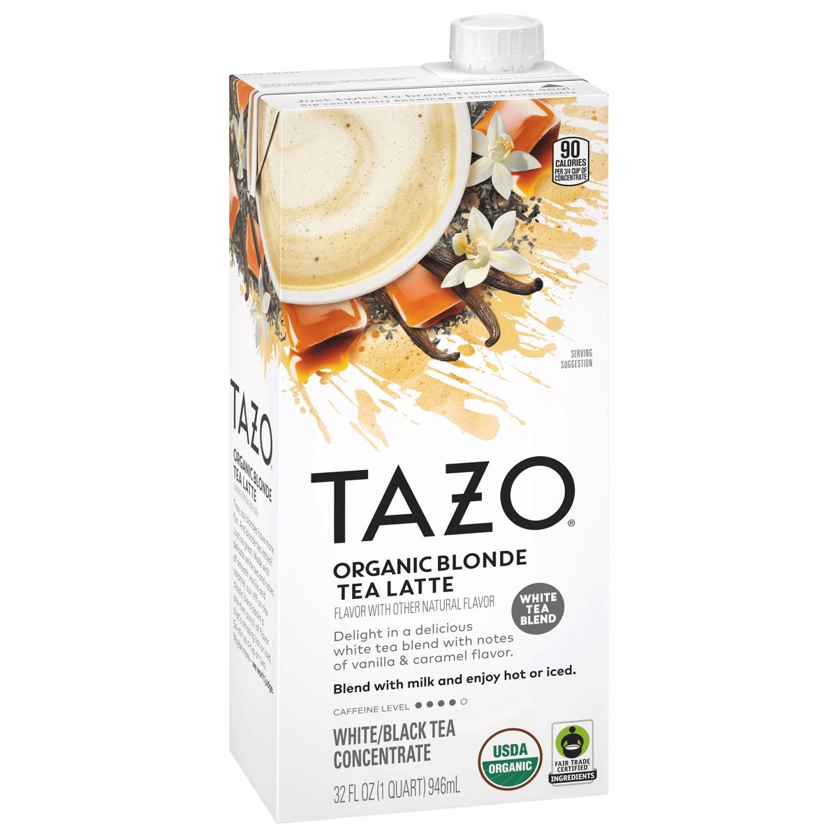 slide 4 of 12, TAZO Organic Blonde Tea Latte Concentrate, 32 oz Carton, 32 fl oz