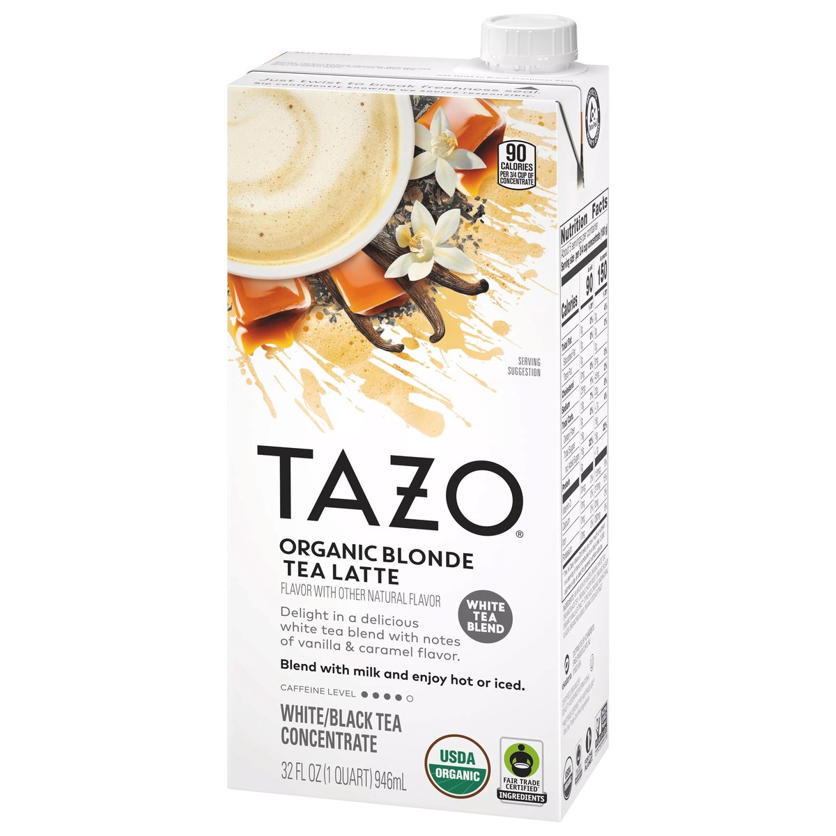 slide 7 of 12, TAZO Organic Blonde Tea Latte Concentrate, 32 oz Carton, 32 fl oz