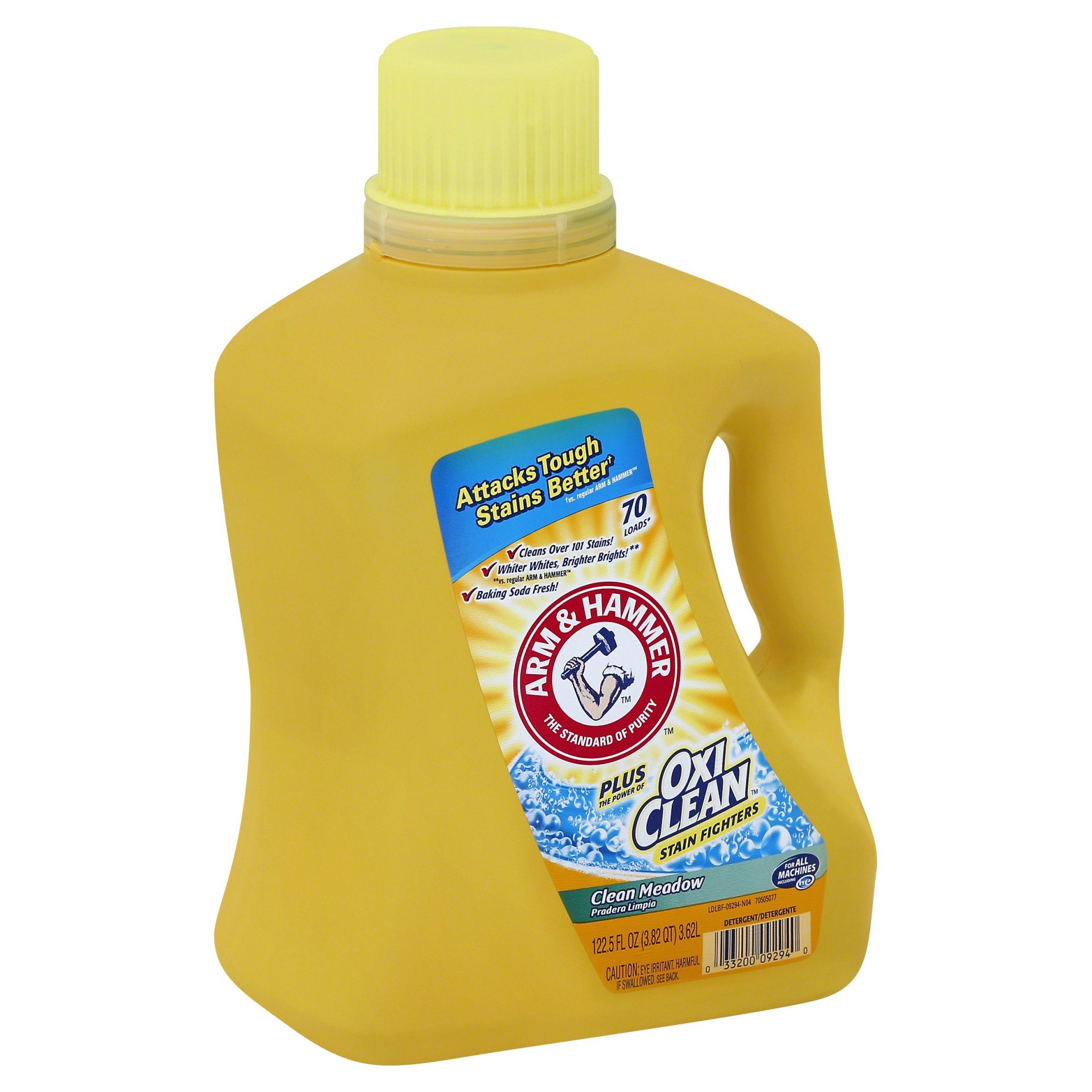 slide 1 of 5, Arm & Hammer Plus OxiClean Clean Meadow, 70 Loads Liquid Laundry Detergent, 122.5 Fl oz, 122.50 fl oz