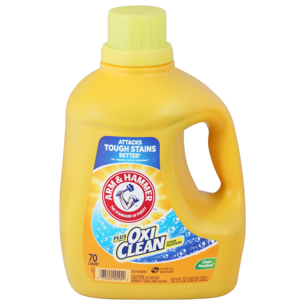 slide 1 of 4, ARM & HAMMER Plus OxiClean Stain Fighters Clean Meadow Detergent 122.5 fl oz, 122.50 fl oz