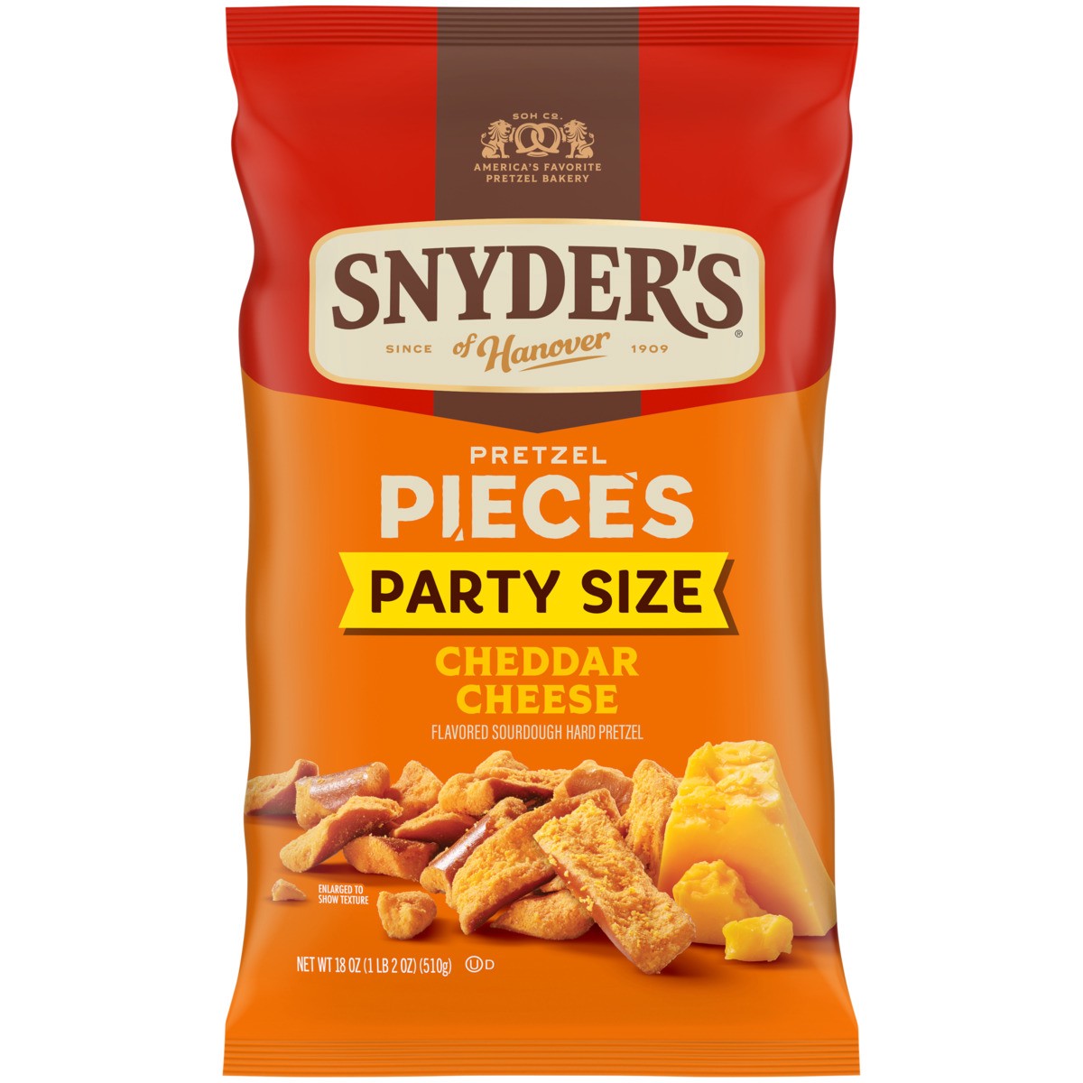 slide 1 of 10, Snyder's of Hanover Cheddar Cheese Flavored Pretzel Pieces, 18 oz, 18 oz