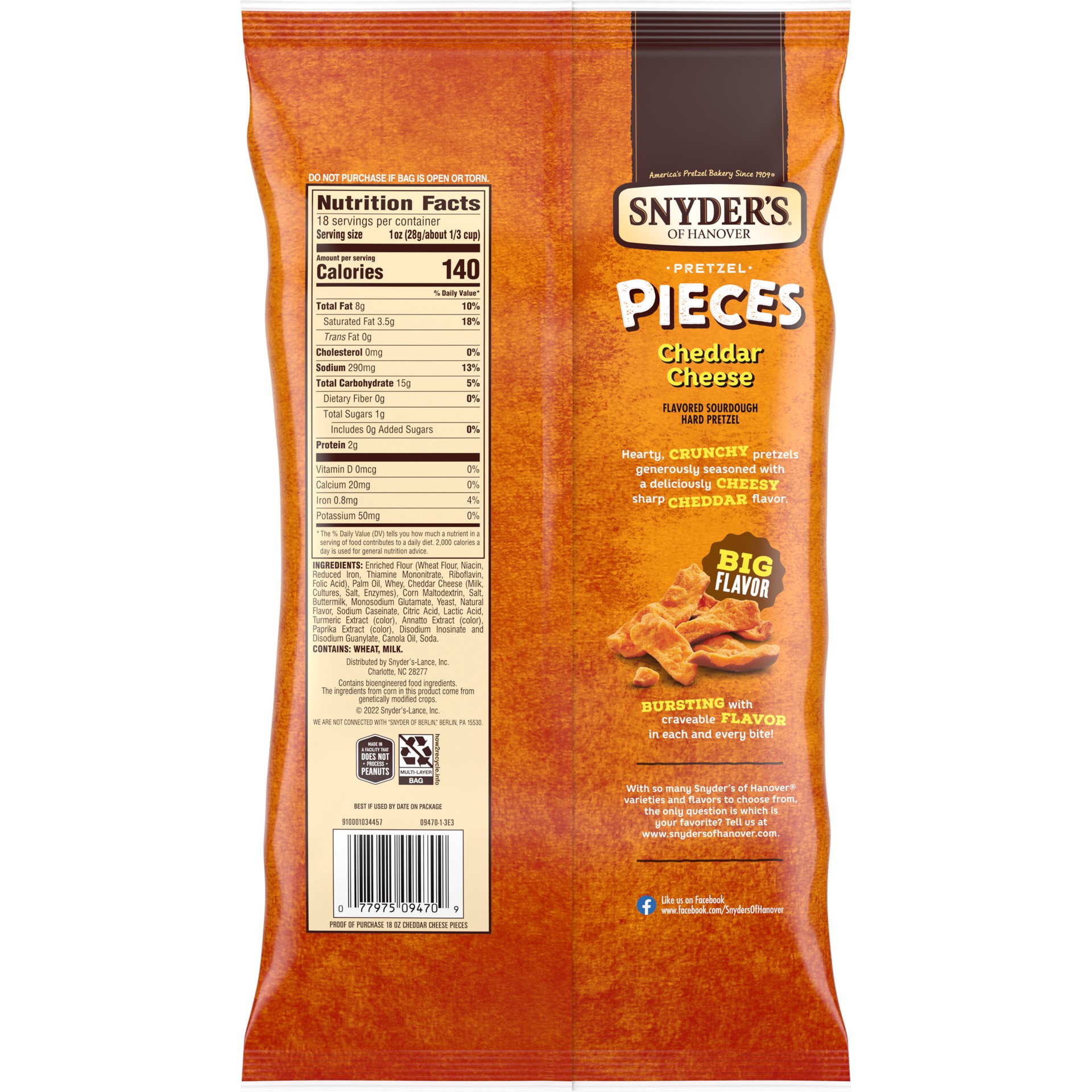 slide 4 of 10, Snyder's of Hanover Cheddar Cheese Flavored Pretzel Pieces, 18 oz