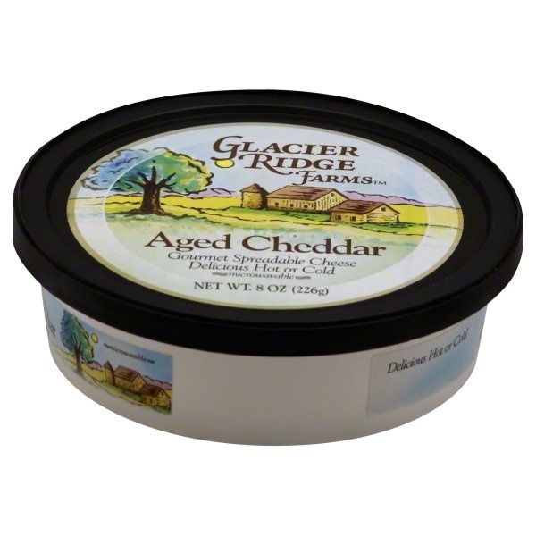 slide 1 of 1, Glacier Ridge Farms Spreadable Cheese, Gourmet, Aged Cheddar, 8 oz