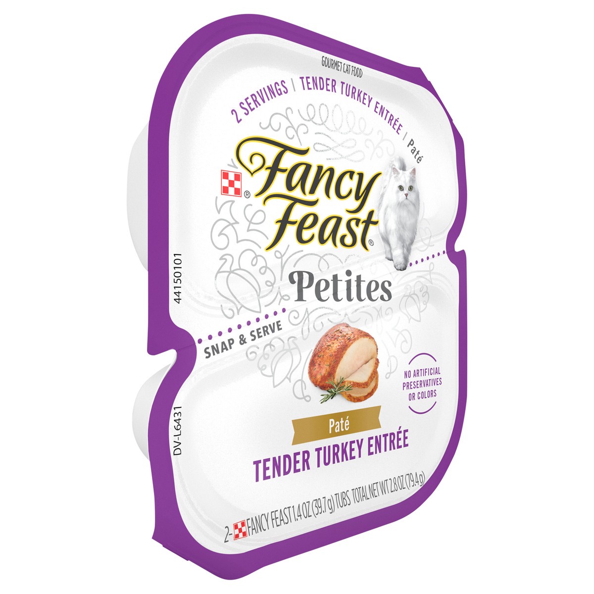 slide 9 of 9, Fancy Feast Purina Fancy Feast Gourmet Pate Wet Cat Food, Petites Tender Turkey Entree - 2.8 oz. Tub, 2.8 oz