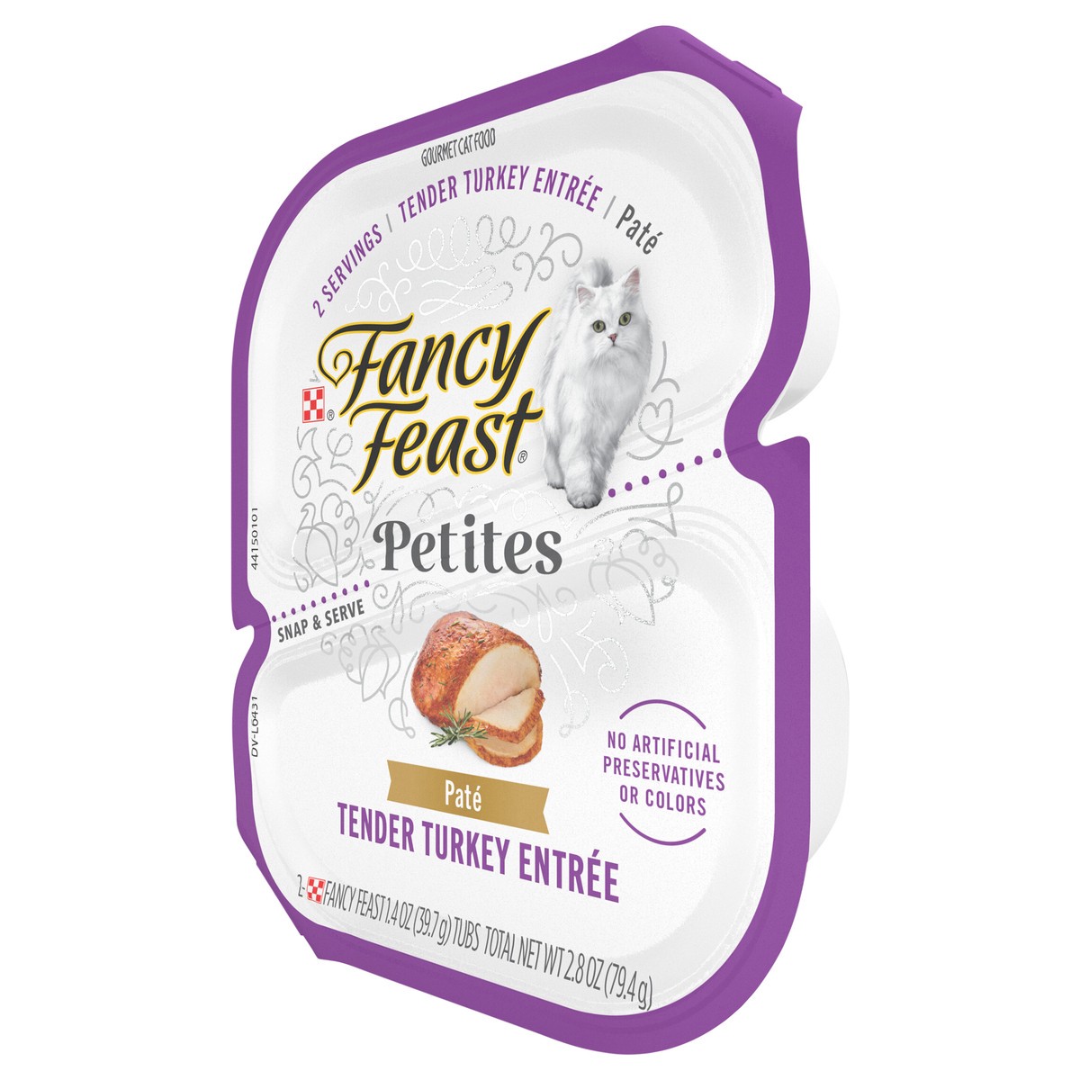 slide 8 of 9, Fancy Feast Purina Fancy Feast Gourmet Pate Wet Cat Food, Petites Tender Turkey Entree - 2.8 oz. Tub, 2.8 oz