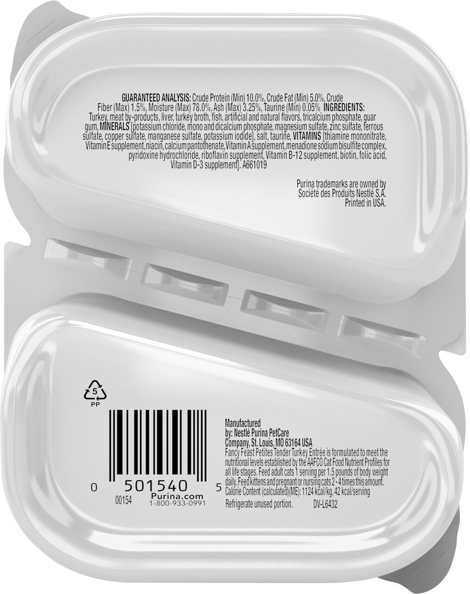 slide 7 of 9, Fancy Feast Purina Fancy Feast Gourmet Pate Wet Cat Food, Petites Tender Turkey Entree - 2.8 oz. Tub, 2.8 oz