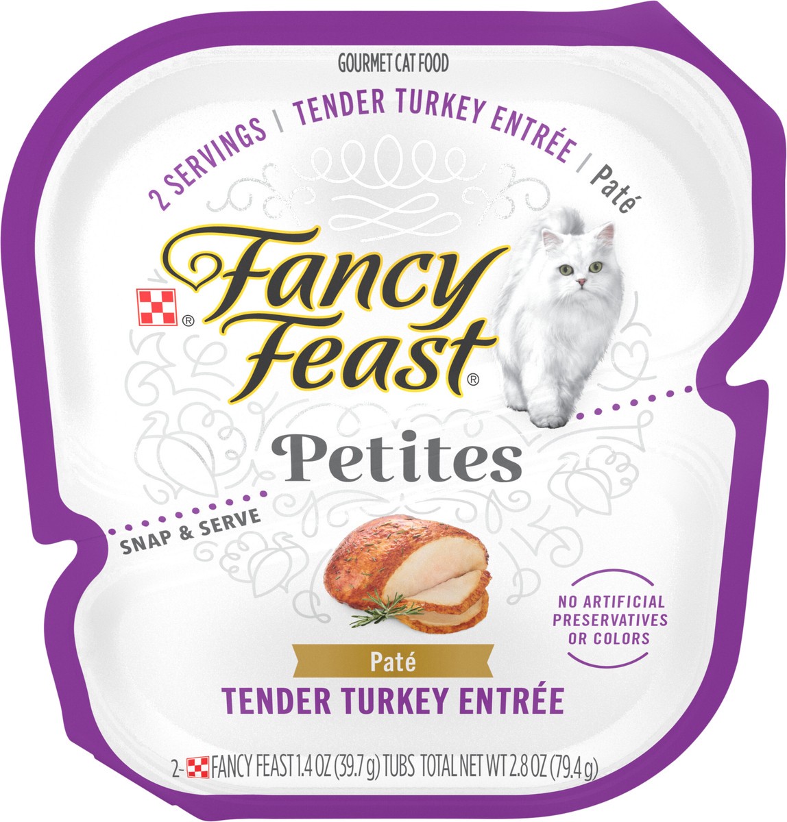 slide 6 of 9, Fancy Feast Purina Fancy Feast Gourmet Pate Wet Cat Food, Petites Tender Turkey Entree - 2.8 oz. Tub, 2.8 oz