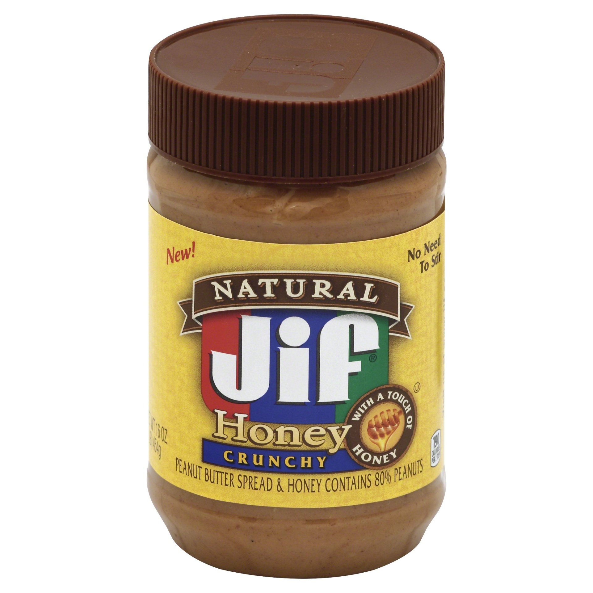 slide 1 of 6, Jif Natural Crunchy Peanut Butter Honey, 16 oz