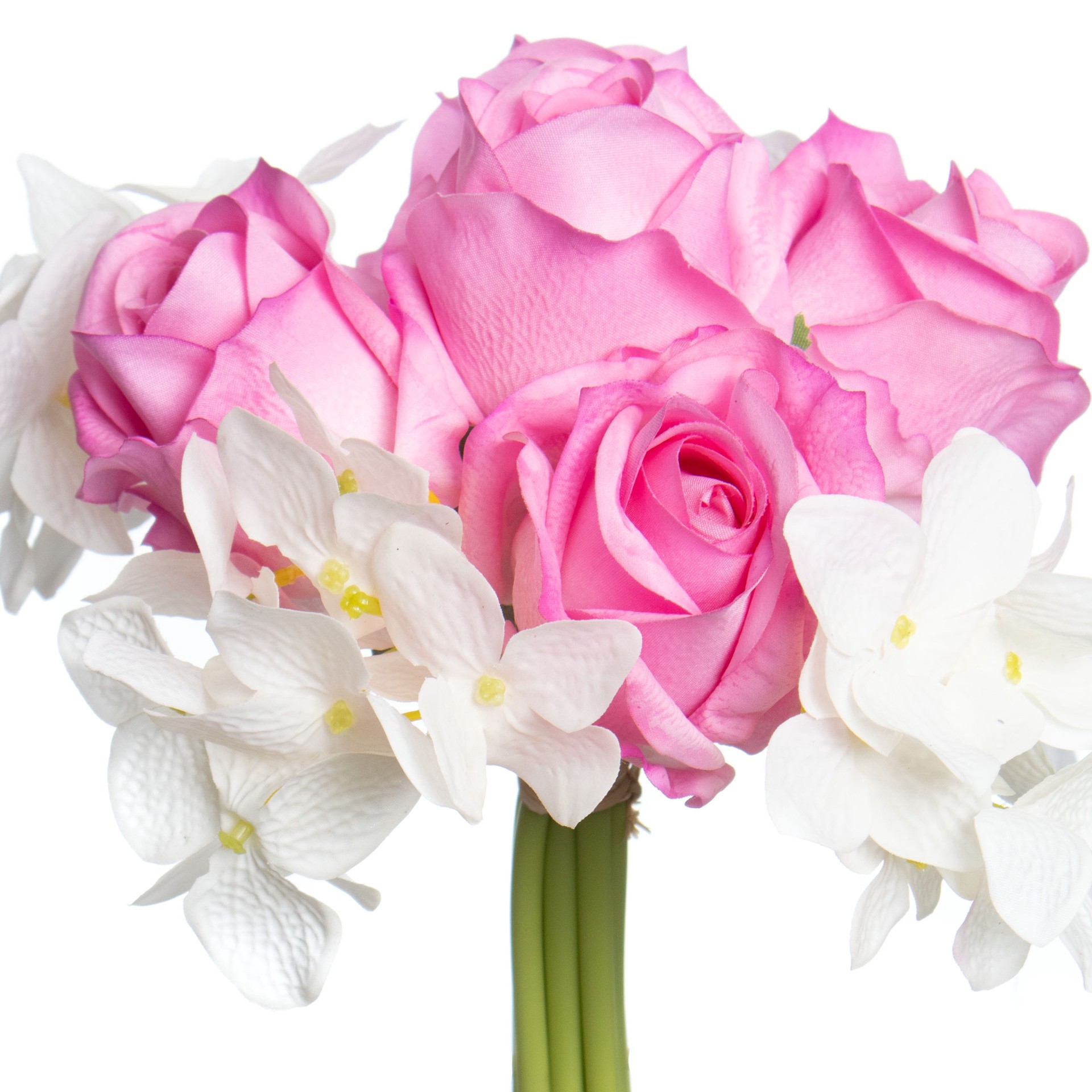 slide 2 of 3, 11" Pink & Cream Rose & Hydrangea Faux Real Deluxe Bush By Ashland, 7 in x 5 in x 11 in