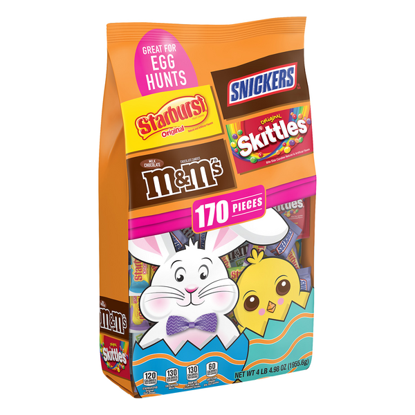 slide 1 of 1, Mars Skittles, Starburst, Snickers, and Milk Chocolate M&;M's Easter Hunt Mix Fun Size Pieces, 170 ct