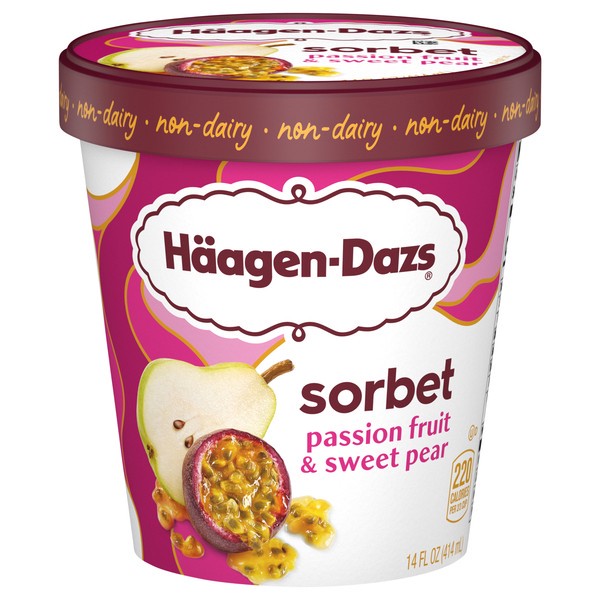 slide 1 of 1, Häagen-Dazs Non-Dairy Passion Fruit & Sweet Pear Sorbet 14 fl oz, 14 fl oz