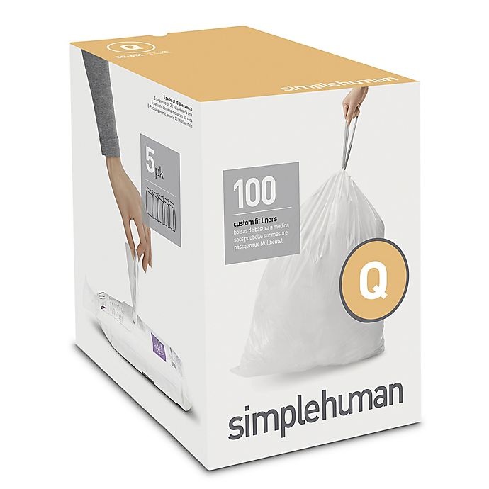 slide 1 of 1, simplehuman Code Q 50-65-Liter Custom Fit Liners, 100 ct