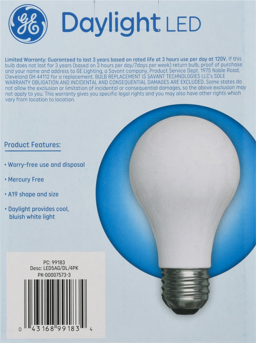 slide 5 of 9, GE Led 5watt 40watt Daylight Classic Shape GEneral Purpose Light Bulb, 4 ct