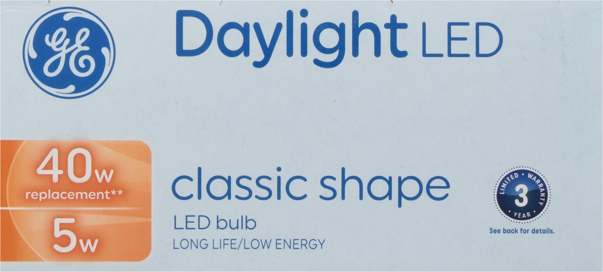 slide 9 of 9, GE Led 5watt 40watt Daylight Classic Shape GEneral Purpose Light Bulb, 4 ct