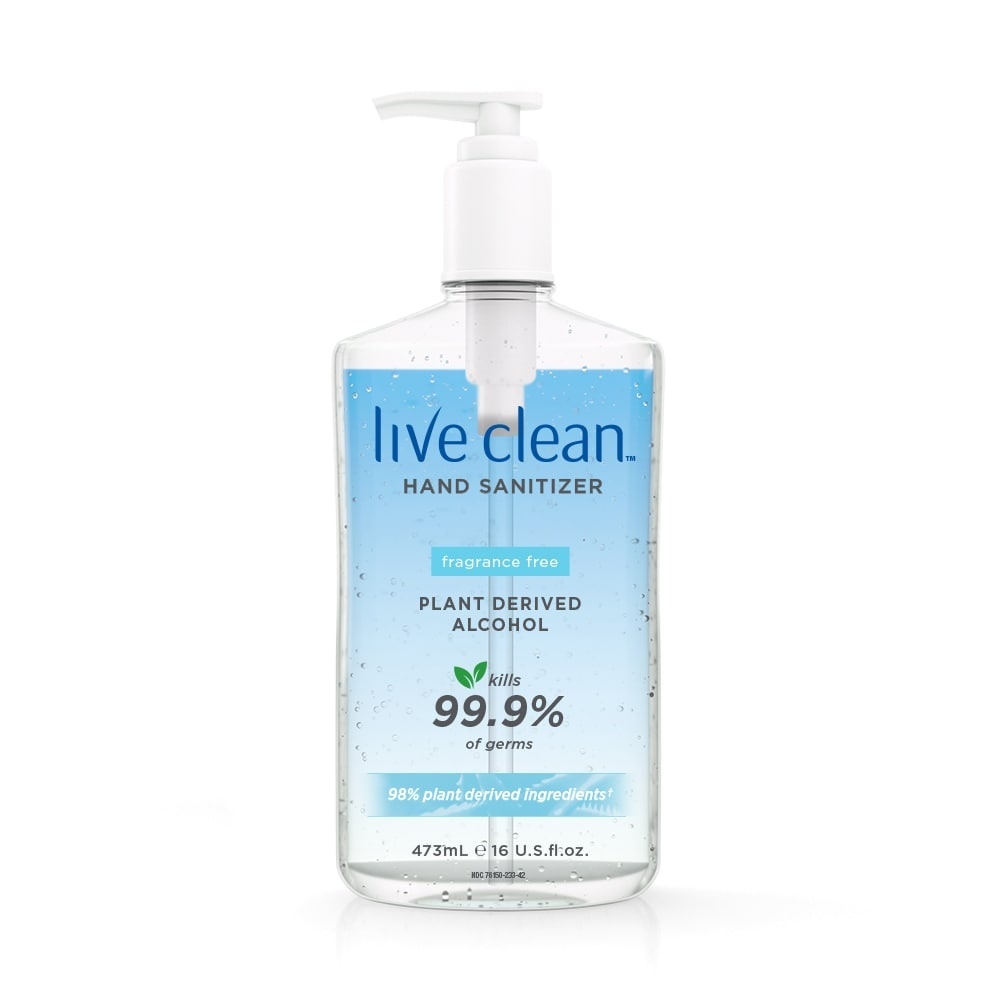 slide 1 of 1, Live Clean Fragrance Free Hand Sanitizer, 16 oz