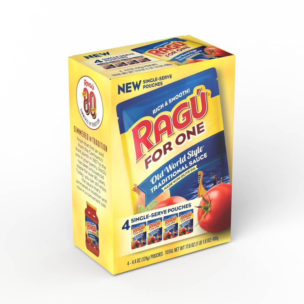 slide 2 of 5, Ragu For One Old World Style Traditional Sauce Single-Serve Pouches, 4 oz