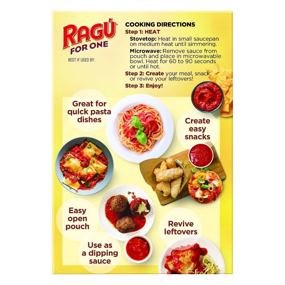 slide 4 of 5, Ragu For One Old World Style Traditional Sauce Single-Serve Pouches, 4 oz