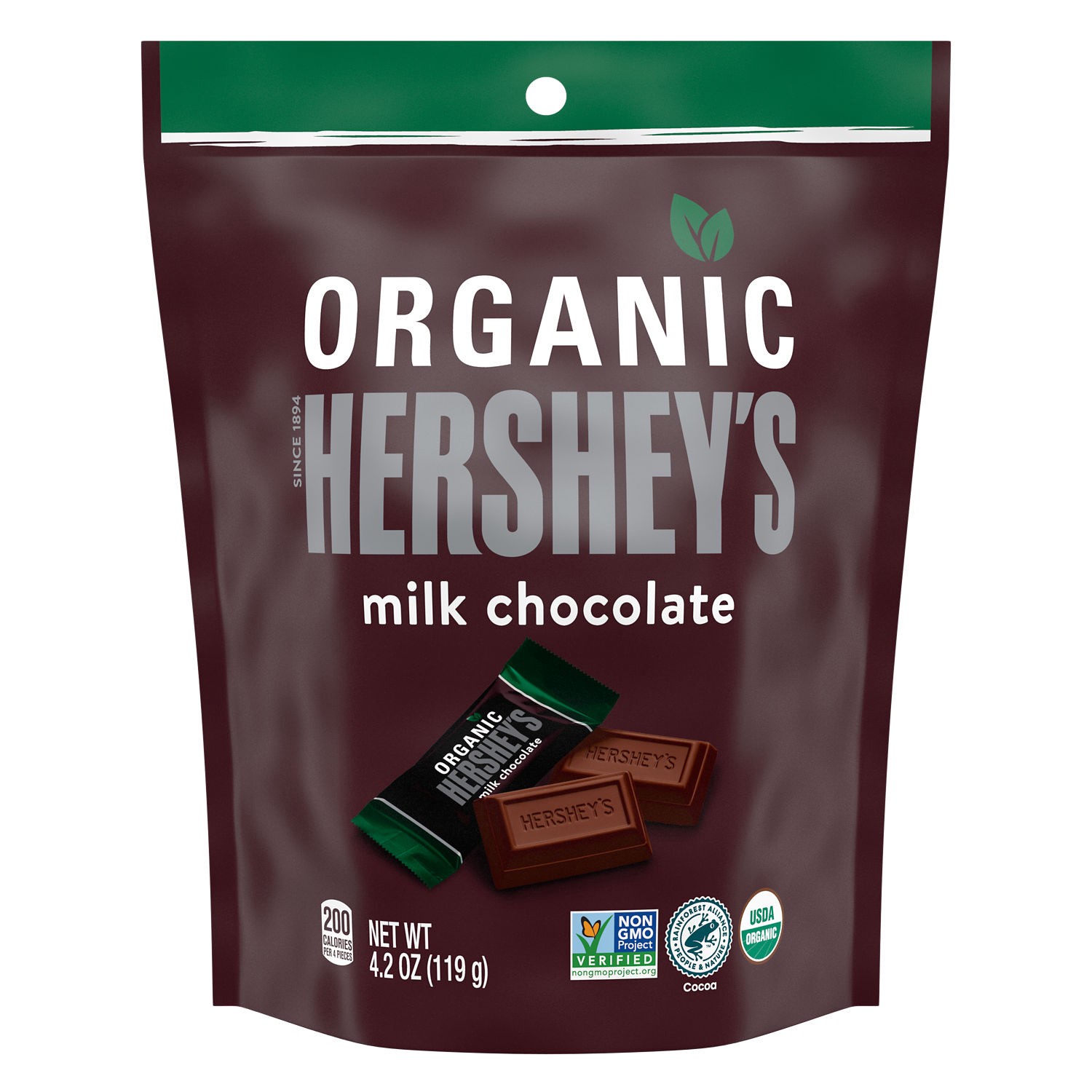 slide 1 of 1, Hershey's Organic Milk Chocolate, 4.2 oz