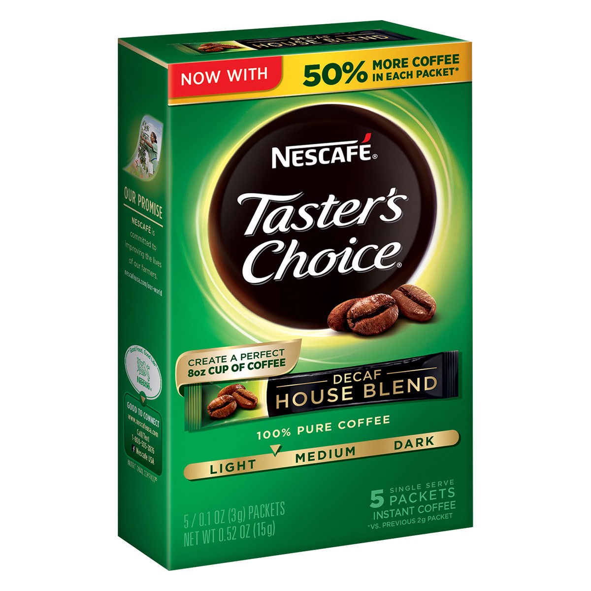 slide 2 of 8, Nescafé Taster's Choice, Decaf House Blend Light Medium Roast Instant Coffee, 1 box (5 packets) - 0.53 oz, 0.53 oz