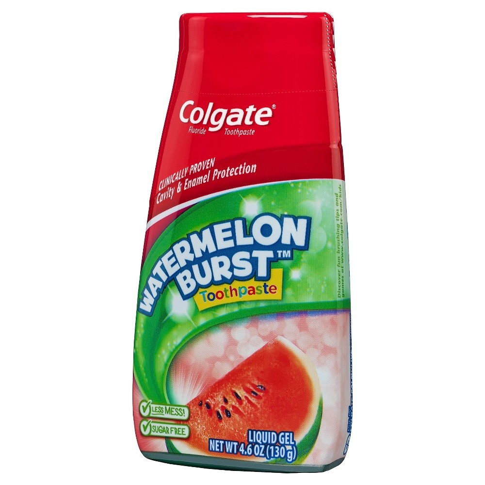 slide 4 of 4, Colgate Kids Watermelon Burst Liquid Gel Fluoride Toothpaste, 4.6 oz