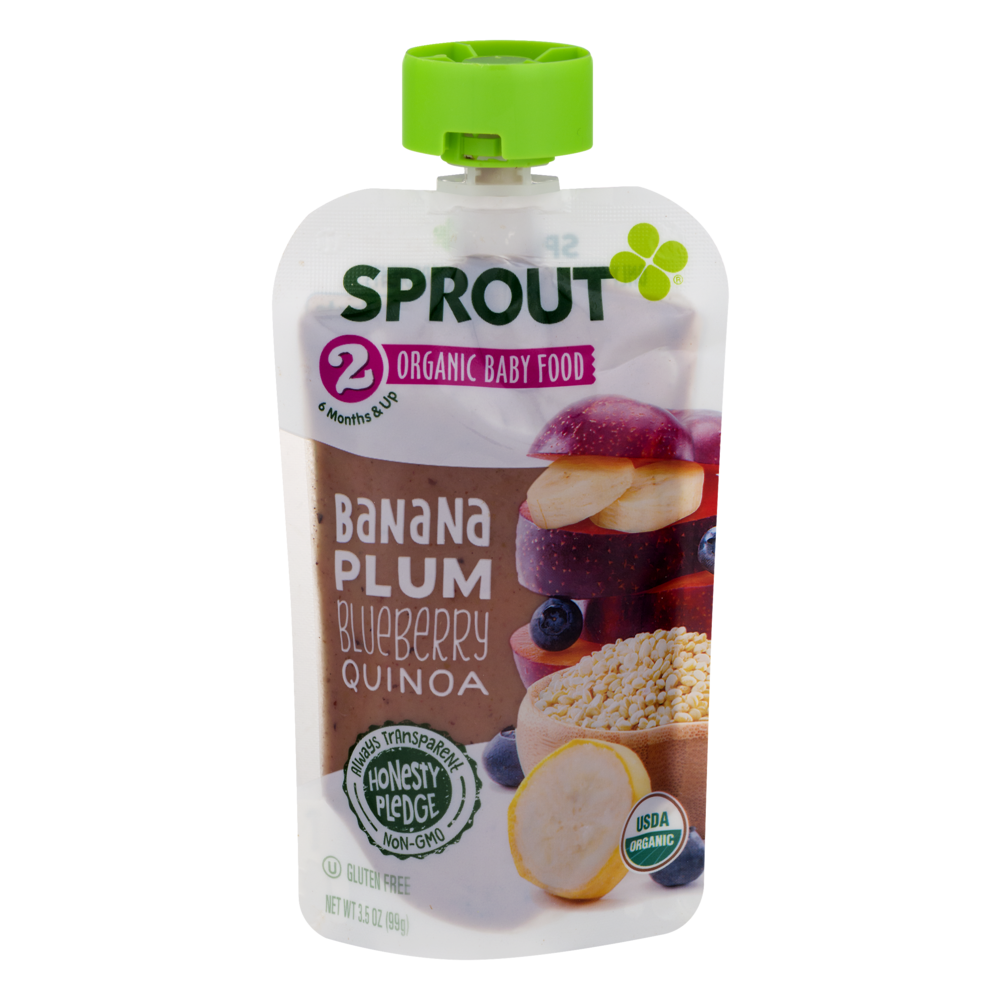 slide 1 of 6, Sprout Baby Food Plum Banana Blueberry Quinoa, 4 oz