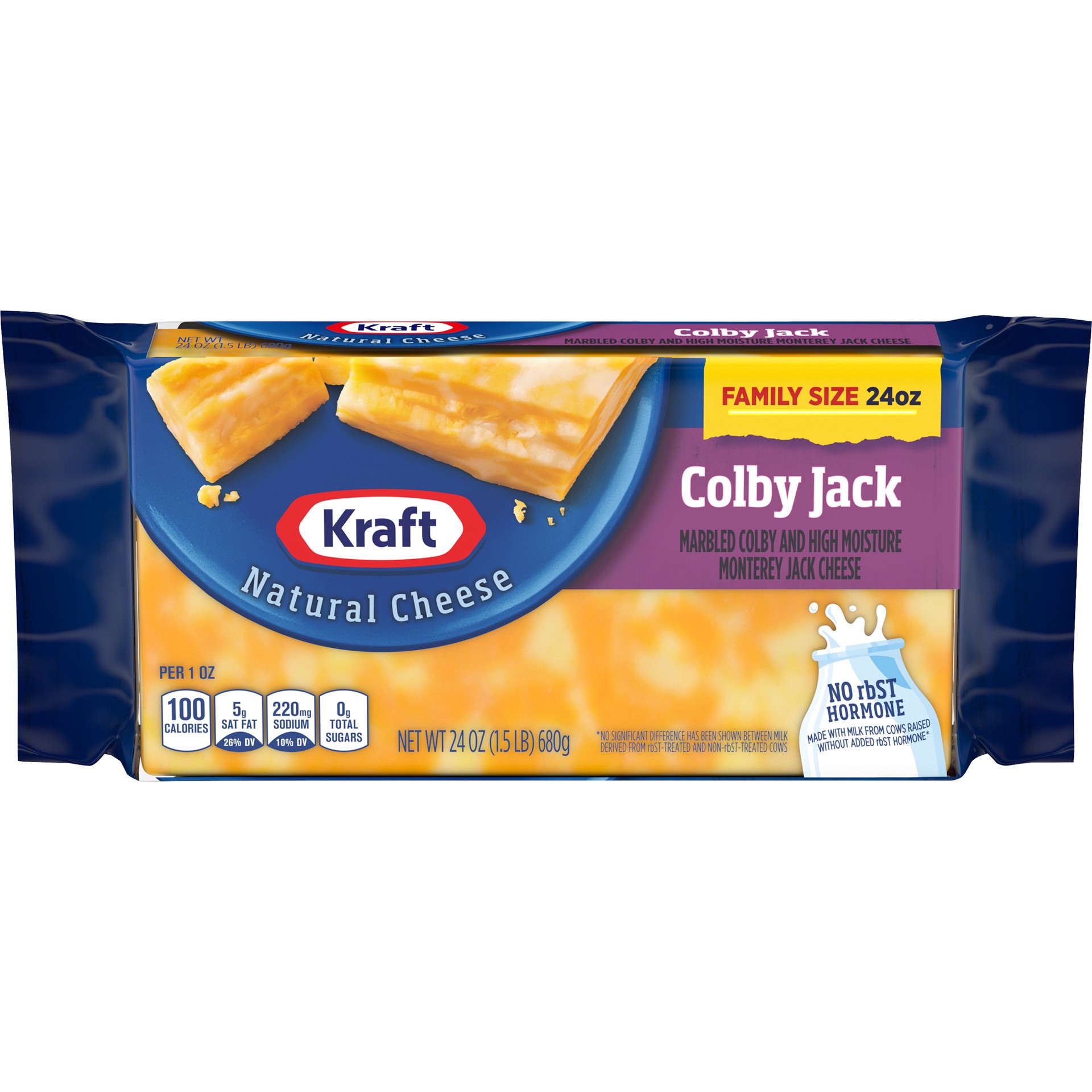 slide 1 of 8, Kraft Colby Jack Marbled Cheese Family Size, 24 oz Block, 24 oz