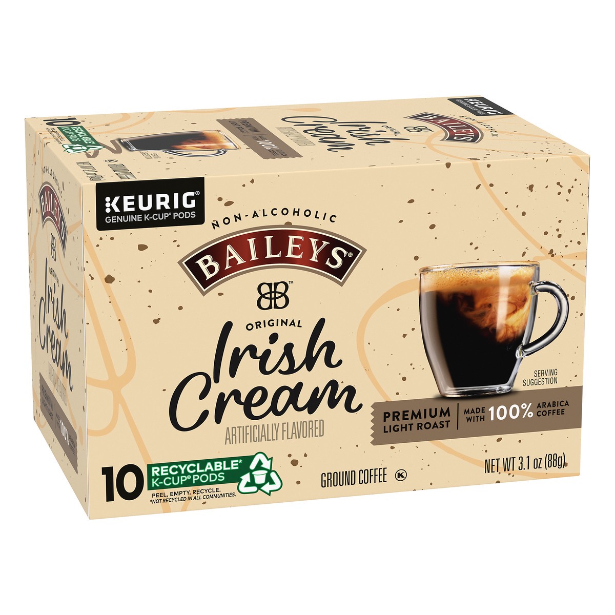 slide 3 of 9, Baileys Non-Alcoholic Original Irish Cream Light Roast K-Cup Coffee Pods, 10 ct Box, 10 ct